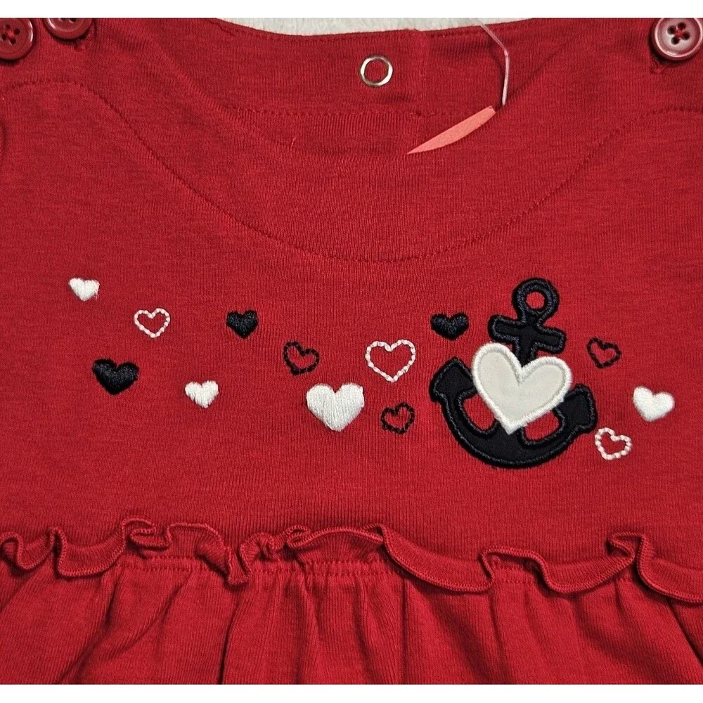 Vintage Gymboree Girls Top Size 5T Red Bon Voyage Anchor Heart 2006 NWT